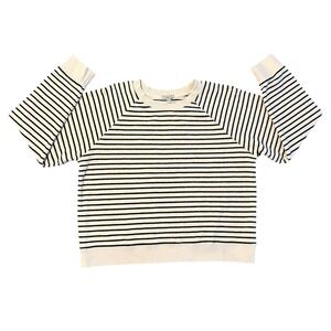 Rails Theron Sailor Stripe Terry Towel Sweatshirt Ivory Navy Blue Medium 1473